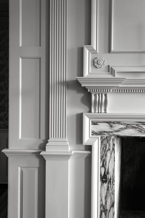 Reconstructed chimney and woodwork in the parlor